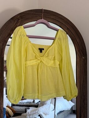 Banana Republic Yellow Tie-Front Peasant Blouse